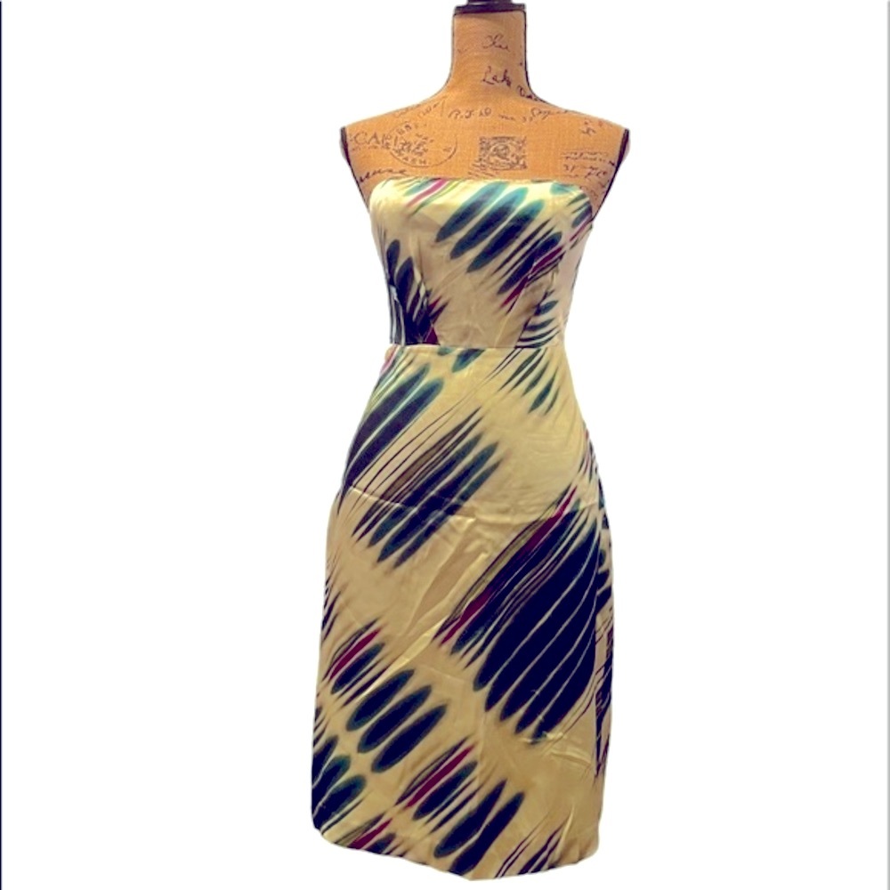 NWT The Limited Silk Strapless Shades of Green Dress Size 2